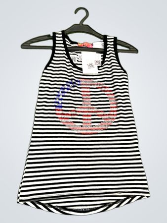 Gestreiftes Tanktop mit Peace-Zeichen Grafik