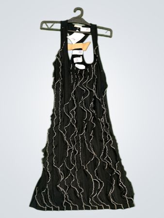 River Island Schwarzes Rüschenkleid