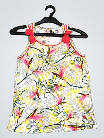 United Colors of Benetton Mädchen Ärmelloses Tropenprintkleid