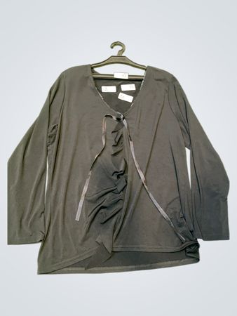 Vintage Vanguard Schwarzes Rüschentop mit Krawattenfront