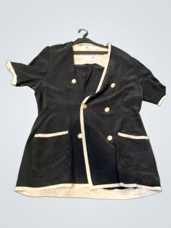 DOMINA S.P.A. Hergestellt in Italien Schwarze Jacke mit Cremefarbiger Borte