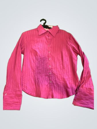 FOR T WOMAN Pink Gestreiftes Button-Up Shirt