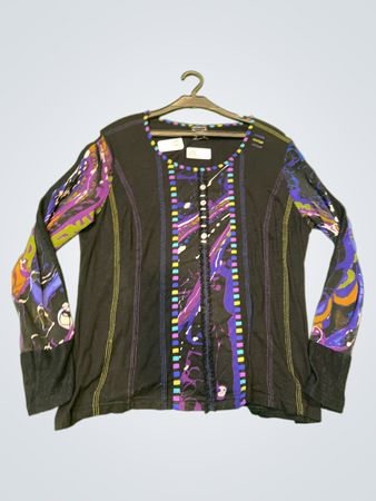 Pause Café Black Langarmshirt mit buntem Druck