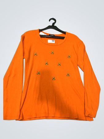 Oranges Langarmshirt mit Teddybärdruck
