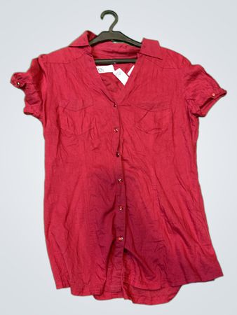 Mim Rotes Kurzärmliges Hemd mit Knopfleiste
