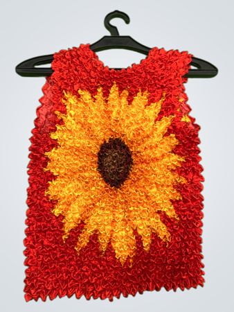 Ärmelloses Top mit Textur in Rot und Gelb, Sonnenblume