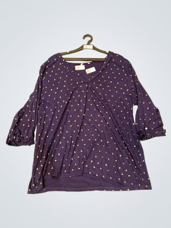 Marineblaue Bluse mit kleinem goldenen Herzmuster
