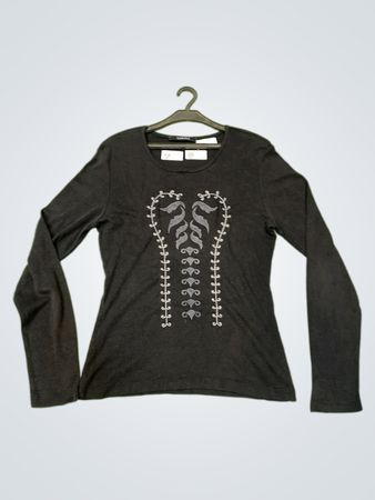 CAROLL Schwarzes Langarm-Graphic-Top