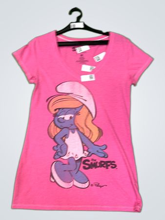 Die Schlümpfe Pinkes T-Shirt mit Charaktergrafik
