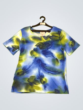 JOY Damen Blau und Grün Batik T-Shirt Größe 42