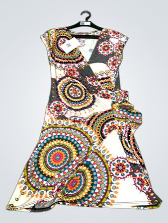 Vintage Vanguard Damen Mandala Druck Wickelkleid