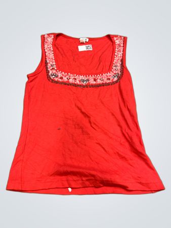 Heine Rotes Ärmelloses Tanktop mit verziertem Hals