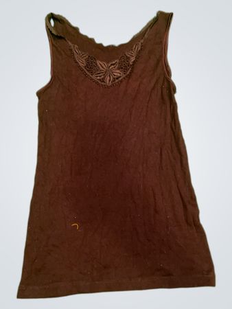 Braunes Spitzenbesatz-Trägershirt