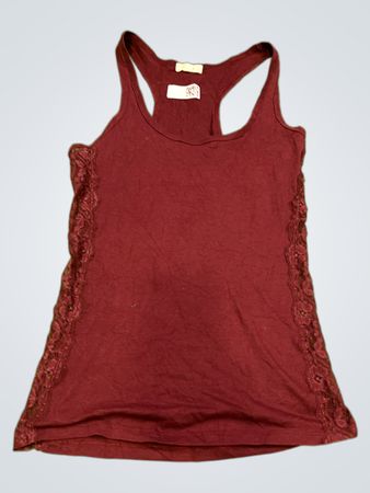 Ardene Burgundy Lace Trim Tank Top