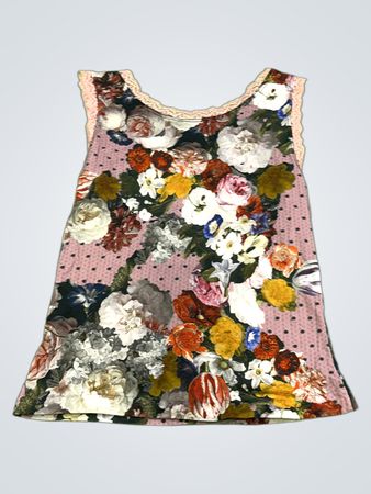 Blumenmuster-Top mit Spitzenrand