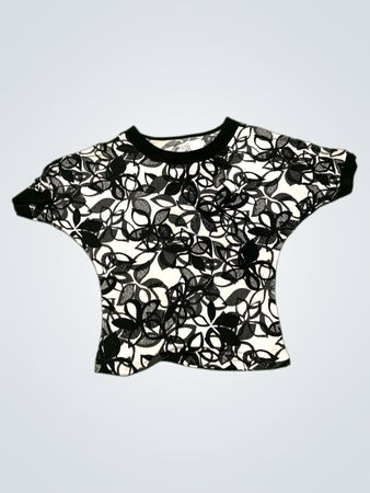 Schwarz-weißer Oberteil mit Blumenmuster für Damen