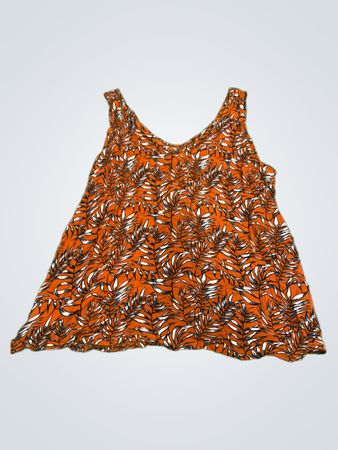 Vintage Vanguard Orange Leaf Print Tank Top