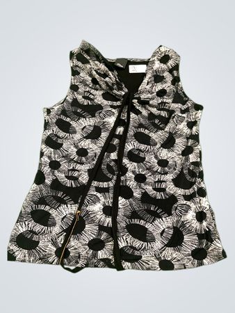S.Oliver Selection Schwarzes & Weißes Blumendruck Ärmelloses Kleid