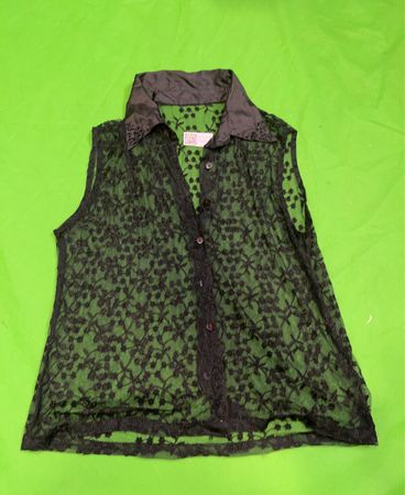 Schwarze Spitzen-Ärmellose Bluse