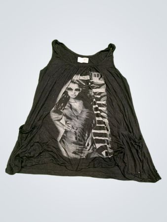 Schwarzes ärmelloses Tanktop mit grafischem Print