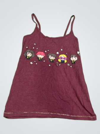 Maroon Camisole mit Cartoon-Charakteren