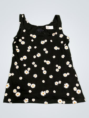 Clockhouse Basics Schwarzes Gänseblümchen-Print Tanktop XL