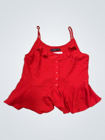 Even & Odo Rotes Peplum Cami-Top
