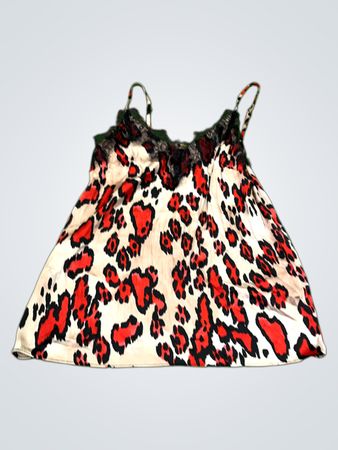 Leopardenmuster-Cami mit Spitzenbesatz