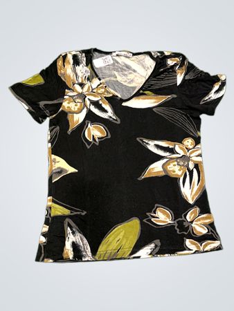 MORE & MORE Floral Print V-Neck T-Shirt