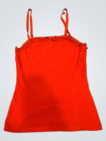 Rote Spaghettiträgershirt mit Spitzenbesatz