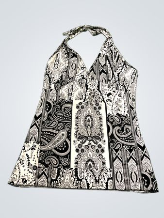 Schwarz-weißes Paisley-Haltertop