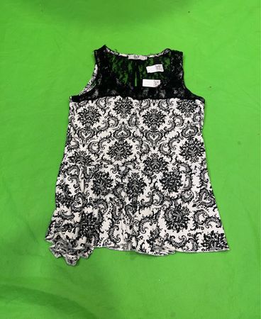 G&Y Fashion Damen Schwarzes und Weißes Muster Spitzenoberteil