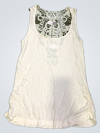 Weißes Tanktop mit Spitzenrücken