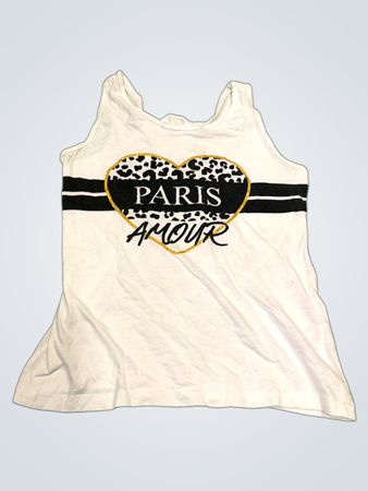 Weißes Tanktop mit "Paris Amour" Herzgrafik
