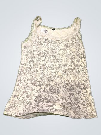 Damen Tanktop mit Spitzenbesatz und Blumenmuster