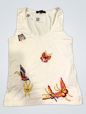 Weißes Trägershirt mit Schmetterlingsstickerei
