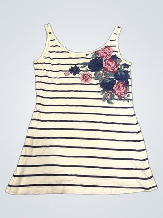Gestreiftes Tanktop mit floraler Applikation