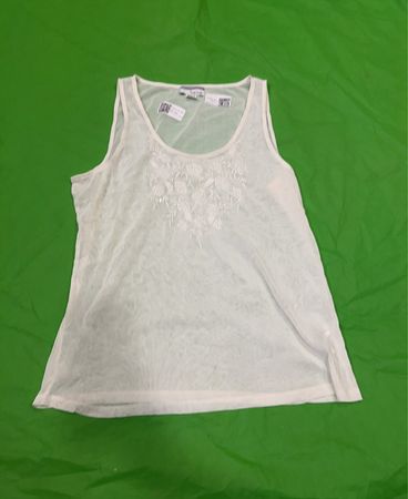 Heine Weißes Transparentes Besticktes Tanktop