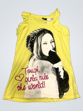 Crash One Yellow "Tough girls rule the world!" Graphic T-Shirt