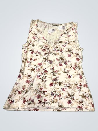 BON'A PARTE DAMENMODE Blumiges ärmelloses V-Ausschnitt Top