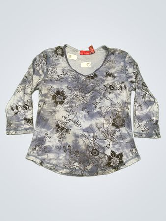 Gloria Vanderbilt Floral Print 3/4 Sleeve Top