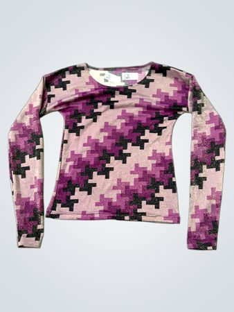 Lila geometrisches Muster Langarmshirt