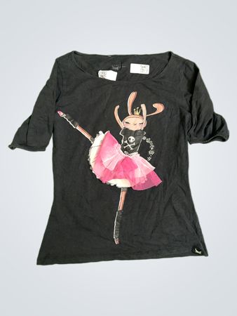 Dancing Queen Schwarzes T-Shirt mit Ballettbunny-Grafik