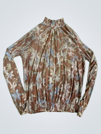 MS mode Damen Mock Neck Blumenmuster Langarmshirt