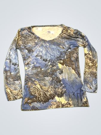 Langarmshirt mit abstraktem blau-weißem Druck