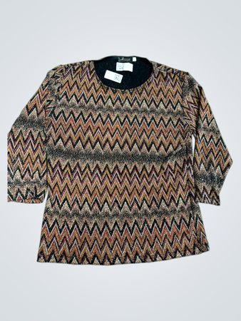 Joviese Italy Mehrfarbiges Zickzackmuster Langarmshirt
