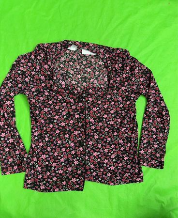 Schwarzes Floral-Print Langarmoberteil