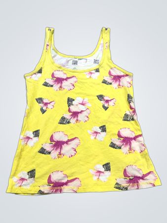 Gelbes Tanktop mit Hibiskusdruck