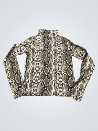 Bershka Schlange Druck Langarm-Turtleneck-Oberteil