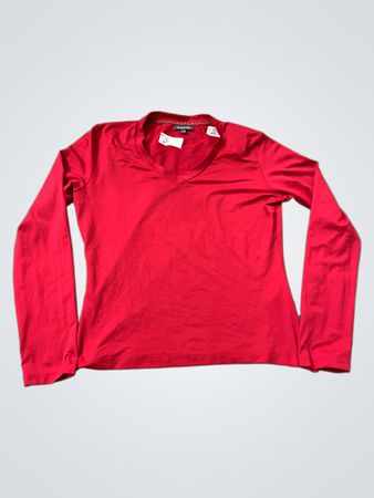 Street One Rotes Langarm-V-Ausschnitt-Top